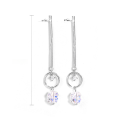 wholesale S925 Sterling Silver Korean-style Women's Small Hoop Earrings with Geometric Tassel Drop, Long Minimalist Dangle Earrings for 2023-0-5