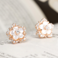 wholesale 925 Sterling Silver Summer New Fashion Five-Petal Flower Shell Cherry Blossom Women's Stud Earrings High-End Feel Best-Seller Wholesale-0-1