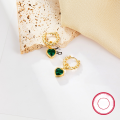 wholesale 925 Silver Cross-Border Hot-Selling Green Zircon Heart Necklace Set with High-End Stud Earrings Jewelry Wholesale-0-2