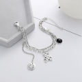 wholesale S925 Sterling Silver Multi-Element Black Zircon Bear Smile Fringe Bracelet, Ins Niche Street Style Trend Accessory-0-1