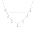 wholesale S925 Sterling Silver Necklace, Ins Style Light Luxury Advanced Sense Collarbone Chain for Women, Star and Moon with Diamond Inlay, Versatile Chain-0-6