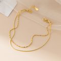 wholesale S925 Silver Nalan Fresh Sweet Ins Style Small and Unique Design Double Layer Beaded Snake Chain Bracelet Anklet S7876-0-2