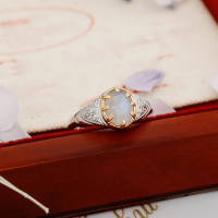 wholesale S925 silver plated 14K gold electroplated color-separated labradorite ring, French light luxury styledesign by Dunli Jewelry-Labradorite Ring Size 6