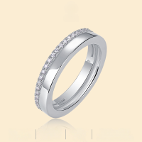 wholesale S925 Silver, Internet Famous Hot-Selling Niche Stackable Ring with Moissanite for Women, Non-Tarnish and Premium Layering Feel-Moissanite 1.2mm US No. 5
