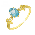 wholesale 10K Gold Jewelry Japanese Retro Light Luxury London Blue Topaz Moissanite Ring Wholesale-0-0