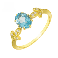 wholesale 10K Gold Jewelry Japanese Retro Light Luxury London Blue Topaz Moissanite Ring Wholesale-Medium London Blue>No. 7