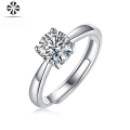 wholesale S925 Silver Adjustable Ring Simple and Elegant Four-Prong Solitaire Moissanite Ring for Women, Live Sale-0-1