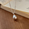 wholesale S925 Sterling Silver Waterdrop-shaped Bead Sweater Necklace for Women, Small and Minimalist, Korean-style, Ins-inspired, Forest-themed-0-2