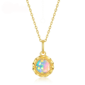 wholesale S925 gold-plated Japanese-style lightweight luxury geometric vintage opal pendant choker necklace for fashionable wholesale-0-0