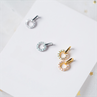 wholesale S925 silver diamond-set round stud earrings with geometric interlocking design E5151-S925 Silver Gold>925 Silver