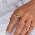 wholesale S925 Sterling Silver Zircon Star and Moon Ring Sweet Little Fresh Light Luxury Gorgeous Adjustable Open Ring-0-3