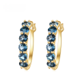 wholesale S925 silver plated with 14k gold, luxurious design earrings with synthetic blue nano stone and gemstone ear studs-0-1