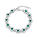 wholesale S925 Sterling Silver Trendy and Versatile Full Diamond Lab-Grown Emerald Elegant Banquet Ladies Bracelet-0-0