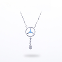 wholesale S925 silver cross-border new creative tear drop necklace with zircon, Korean-style fashion jewelry-Black Diamond Necklace 925 Silver