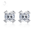 wholesale Sterling Silver Europe & US New Shining Simulated Cushion Cut Ice Diamond Stud Earrings 8*8mm-0-0
