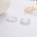 wholesale S925 Sterling Silver Double-Layer Hollow Out Ring Adjustable Korean Luxury Index Finger Ring Same as Xiaohongshu-0-2