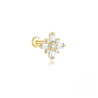 wholesale S925 Sterling Silver Geometric Irregular Zircon Cartilage Flat Head Spiral Ear Bone Stud-Single gold #6