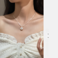 wholesale S925 Sterling Silver Baroque Button Pearl Necklace Sparkling Fashionable Light Luxury Elegance Collarbone Chain Y00456-0-1