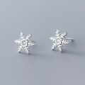 wholesale S925 Sterling Silver Winter Snowflake Earrings for Women, Elegant and Fresh Sweet Christmas Snowflake Diamond-Studded Earrings G1931-0-2