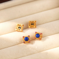 wholesale S925 Gold-Plated Silver with Zircon and Natural Lapis Lazuli through-Hole Handmade DIY Beaded Bracelet Necklace Jewelry Accessories-0-0