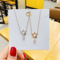 wholesale S925 Sterling Silver Hollow-out Star Companion Necklace, Fashion Minimalist Niche Design Versatile Star Collarbone Chain Accessory-0-0