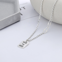 wholesale S925 Sterling Silver Korean-style Minimalist Pearl Chain with Square Pendant Mevsme Collarbone Necklace-YFL381/approx. 7.3g 925 silver