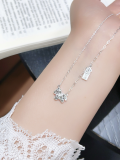 wholesale 999 Pure Silver Butterfly Tassel Four-Leaf Clover Necklace for Women, Small Batch Design, High-End Feel, Light Luxury Collarbone Chain, Gift for Girlfriend-0-23