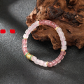 wholesale Stainless steel strawberry quartz pink quartz bead bracelet peach blossom love charm women's Valentine's Day gift-0-0