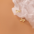 wholesale S925 silver Korean-style elegant and fresh diamond-inlaid bow earrings, summer women's cute earrings G9808-0-3
