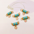 wholesale S925 gold-plated silver, natural turquoise enamel drip accessories, DIY handmade semi-finished necklace and bracelet charms-0-3