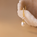 wholesale Metal: s925, Pearl Elegant Long Drop Earrings for Women, Summer Vintage Korean Style Ear Jewelry G9857-0-1