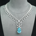 wholesale Metal Material: 925 Silver Gold Plated Pendant Chain, High Carbon Diamond, Paraiba Aquamarine Teardrop, Luxurious Jewelry Women's Necklace-0-2