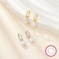 wholesale S925 Sterling Silver Imitation Pearl Diamond-Studded Ear Clips Drop Earrings Cross-Border Hot Purchase Fashion INS High-End Earrings-0-1