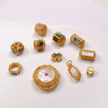 wholesale S925 gold-plated silver white shell accessories barrel beads spacer beads hollow-out balls fortune beads Ruyi DIY handmade semi-finished products-0-0