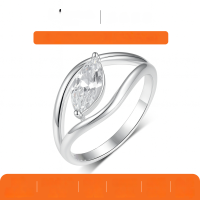 wholesale S925 Sterling Silver Marquise Moissanite Ring, Simple and Fashionable Hollow Design, Amazon Best-Seller-Platinum 1 carat (with certificate)  7 US