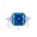 wholesale 925 Sterling Silver with Sea Blue High Carbon Diamond, Mu Jing New Ice Cut Ring Setting 10*10 European and American Light Luxury-0-0