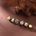 wholesale Metal material: 925 silver gold-plated, Thai silver DIY bracelet accessories: elephant, divine hole, mythical beast, square through-hole, three-faced Buddha-0-0