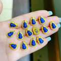 wholesale S925 silver gold-plated natural lapis lazuli accessories, gourd spacer beads bracelet DIY semi-finished products-0-19