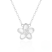wholesale 925 Sterling Silver Flower Pendant Zircon Inlay Collarbone Chain Sweet Lovely Women's Necklace-Platinum 925 silver