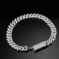 wholesale Full Size Cross-Border Hot Selling Sterling Silver Plated Moissanite Hip Hop 8/10/12/14/16mm Ultra Sparkly Cuban Chain Bracelet-0-10