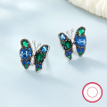 wholesale S925 Sterling Silver Cross-Border Hot Purchase European and American Cute Diamond-Inlaid Dynamic Butterfly Earrings Luxury High-End Earrings-0-1
