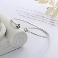 wholesale S925 Sterling Silver Vintage Matte Finished Lotus Bud Ethnic Style Bangle Simple Elegant Bracelet-0-0