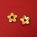 wholesale Gold-plated Silver Antique Flower Bead Cap, S925 Sterling Silver Gold-plated 9mm Spacer, Vintage Gold Components for DIY Bracelet Bead Stringing-0-6