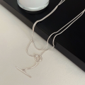 wholesale S925 Sterling Silver OT Buckle Long Snake Chain Necklace for Women, Spring and Summer New Versatile Layering Pendant Necklace-0-4