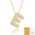 wholesale 925 Silver Plated with 18K Gold, Cross-Border Europe and America New Letter Pendant Necklace, Fashion-Forward Versatile Moissanite Chain-0-35