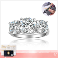wholesale 925 Sterling Silver 3 Carat Moissanite Ring for Women, Luxury Fashion Three Lives Three Worlds Inspired Design, High-End Sense and Versatile Style-0-0