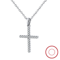 wholesale S925 Sterling Silver Cloud-Pull Jewelry Cross Pendant Necklace Full with Zircon, European and American Minimalist Style Factory Direct-14K gold 925 silver