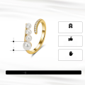 wholesale S925 Sterling Silver Jewelry, Natural Freshwater Pearl Open Ring, Zircon Inlaid Fashion Design Wholesale-0-1