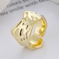 wholesale S925 Sterling Silver Wide Irregular Geometric Texture Lava Open Ring, Personalized Fashion Luxury Style-0-1