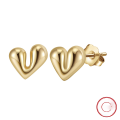wholesale S925 Sterling Silver & 14K Gold Plated Heart-shaped Minimalist Stud Earrings Factory Direct Wholesale-0-1